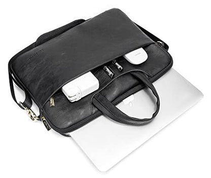 Kinmac 360° Protective Waterproof PU Leather Laptop Shoulder Messenger Sleeve Briefcase case Bag (13 inch-14 inch, Black PU) - color: Black Pu, size: 13 inch-14 inch