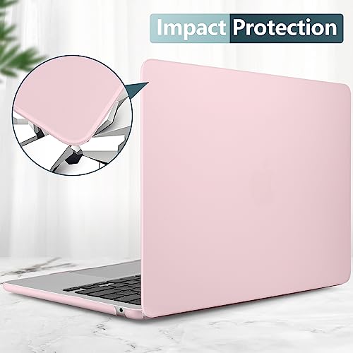 DONGKE Compatible with MacBook Air 13 inch Case M5 M4 M3 M2 2026 2025 2024-2022 A3449 A3240 A3113 A2681, Plastic Hard Shell & Keyboard Cover for MacBook Air 13.6 inch, Cream Solid Pink - color: Cream Solid Pink