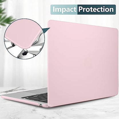 DONGKE Compatible with MacBook Air 13 inch Case M5 M4 M3 M2 2026 2025 2024-2022 A3449 A3240 A3113 A2681, Plastic Hard Shell & Keyboard Cover for MacBook Air 13.6 inch, Cream Solid Pink - color: Cream Solid Pink