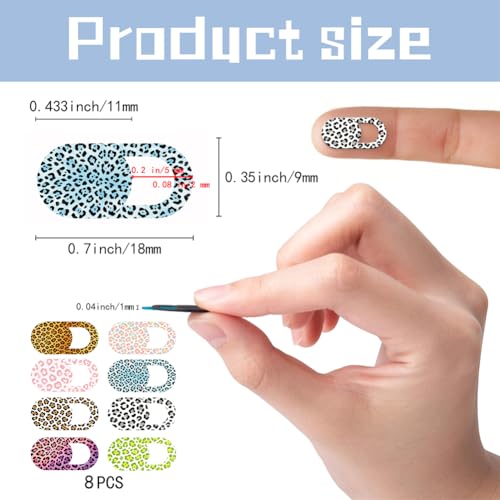 8Pcs 8 Styles Laptop Camera Cover Slide Leopard 0.03 Inch Ultra Thin Webcam Cover for Mini PC Phone Desktop Computer Tablet Notebook Plastic Durable Privacy Protectors for Home Office Use - color: Leopard Print