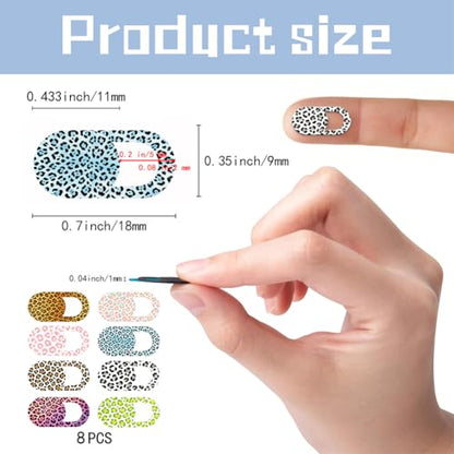 8Pcs 8 Styles Laptop Camera Cover Slide Leopard 0.03 Inch Ultra Thin Webcam Cover for Mini PC Phone Desktop Computer Tablet Notebook Plastic Durable Privacy Protectors for Home Office Use - color: Leopard Print