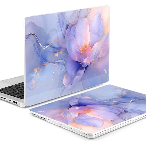 TWOLSKOO Compatible with MacBook Pro 14 inch Case M5 2026 2025-2021 Release M4 M3 M2 M1 Pro/Max Chip, Plastic Hard Shell & Keyboard Cover & USB C to USB Adapter & Screen Film, Blue Marble - color: Blue Marble