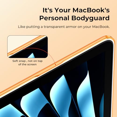 EooCoo for MacBook Air 13.3 inch Case with Keyboard and Screen Protector | Ultra Thin and Transparent, Hard Case Compatible with MacBook Air 13.3 inch M1 Chip 2021-2018 with Retina Display - color: Crystal Orange