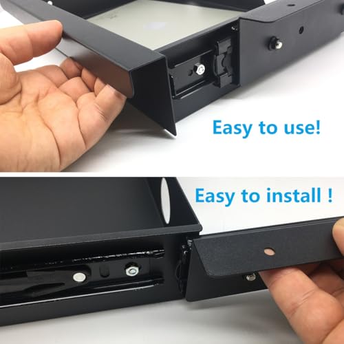 Under Desk Mounted Sliding Pull-Out Drawer for Office Desk W 19.2" x D 13.4" Storage Organizer for Sit Stand Workstation, Metal, Black (Large) - size: 1TierLarge