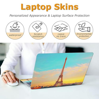 Universal Laptop Skin Sticker with 2 Wrist Pad Decals, 3-Piece Removable Vinyl Laptop Cover, Paris Tower Waterproof Anti-Scratch, Easy-Trim Fit for 13.3" 14" 15.6" Laptops - color: Paris Tower