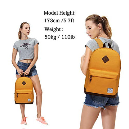 Backpack for Men Women,VASCHY Classic Water-resistant Lightweight Travel School Backpack Casual Daypack - color: Yellow
