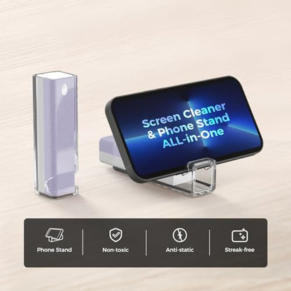 CLICK CLEAN Screen Cleaner, Fingerprint Proof Screen Cleaner Spray, All-in-One Cleaner with Microfiber and Shell for All Phones, Laptop and Tablet Screens (Purple) - color: Purple