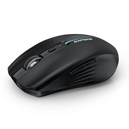 RAPIQUE Bluetooth Wireless Mouse - (BT1/BT2+USB) Tri-Mode High Performance, Rechargeable, Quiet Click, Multi-Device Compatibility for Laptop, Computer, MacBook, Tablet, PC (Black) - color: Black