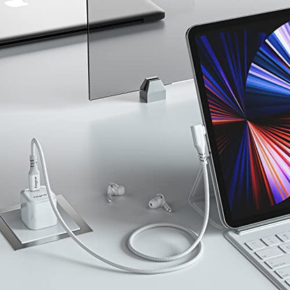 Fasgear USB C 3.2 Gen 2x2 Cable, 6ft, Grey | Right Angle, 20Gbps, 4K Video, 100W Charging, Compatible with Mac-book Pro, i-Pad Pro, Laptops, Monitors, Switch - color: Grey, size: 6 ft