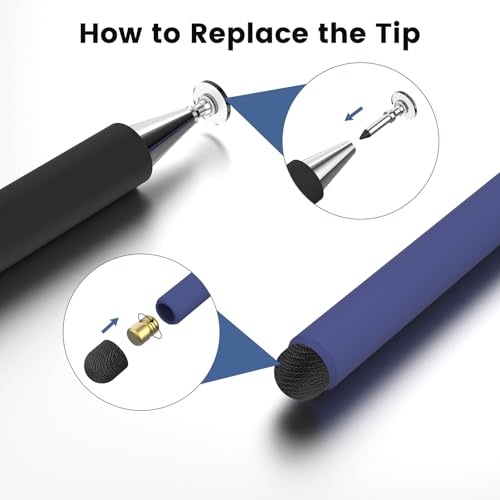 MEKO Stylus Pens for Touchscreens, 2 in 1 Capacitive Stylus | 3 Pack Thin Rubber Tip, High Sensitivity, Compatible with iPad,Switch, iPhone, Android All Touch Screens - color: Black & Red & Blue