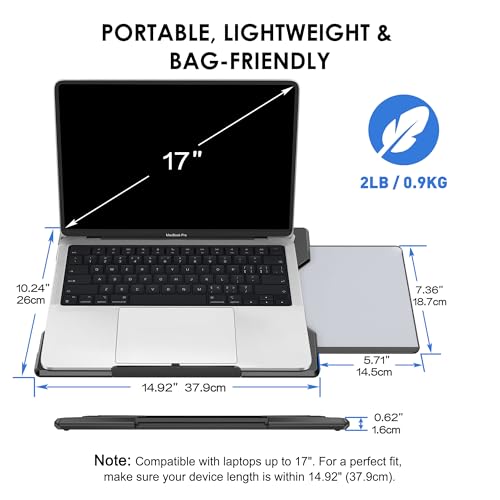 Laptop Lap Desk for Bed & Couch, Portable Laptop Lap Pad with Retractable Left/Right Mouse Pad, Stable & Comfortable Lap Tray for Sofa, Travel, Writing & Home Office