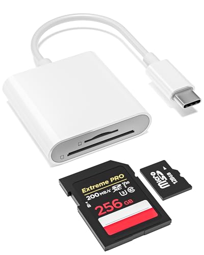 USB-C SD Card Reader, Dual Slot SD/MicroSD Adapter for iPhone 17/16/15 | Compatible with iPad & Laptop • Trail Camera Viewer • Plug & Play • Supports SD/MicroSD Cards • Photo & Video Transfer