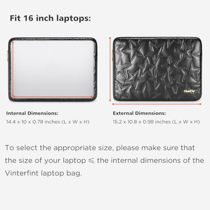 15 16 inch Laptop Sleeve Case for 15" MacBook Pro/Air M5 M4, 16" MacBook Pro M5 M4 Max, 15" Surface Laptop 6, 15" IdeaPad Slim 5i Gen 9 ｜ 3i Gen 8/9, 16" XPS 16, HP Laptop Bag Cover, Black - color: Black, size: 15-16 inch / Macbook 15 16