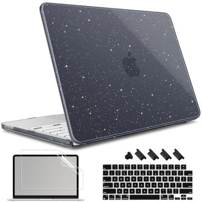 May Chen Compatible with MacBook Neo 13 inch Case 2026 Model A3404, Plastic Hard Shell,Keyboard Cover,Screen Protector,Dust Plug, for MacBook Neo 13" with A18 Pro Chip, Glitter Black - color: Glitter Black