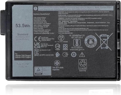 XVJNP Laptop Battery Replacement for Dell Latitude 5430 7330 Rugged Extreme P148G P148G001 P149G P149G001 Series 6JRCP M0TN3 KD1CT 11.4V 53.5Wh 4457mAh - size: 5.08*3.37*0.59 inch XVJNP