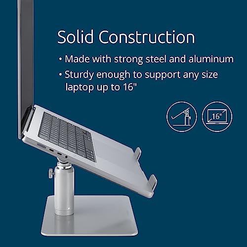 Kensington Universal Laptop Riser – Adjustable Steel & Aluminum Stand, 5.9–7.9” Height, 0–45° Tilt, Supports Laptops up to 16”/17.6 lb, Anti‑Slip Pads, Open Ventilation Design (K50424WW)