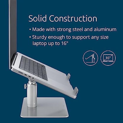 Kensington Universal Laptop Riser – Adjustable Steel & Aluminum Stand, 5.9–7.9” Height, 0–45° Tilt, Supports Laptops up to 16”/17.6 lb, Anti‑Slip Pads, Open Ventilation Design (K50424WW)