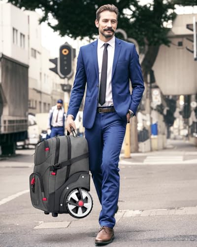 MATEIN Rolling Laptop Bag with Larger Wheels, 17 Inch Spacious Roller Back Packs with Anti Theft Lock for Adults Men, Heavy Duty Rolling Large Carry On Luggage for Office Work Travel, Grey - color: Grey