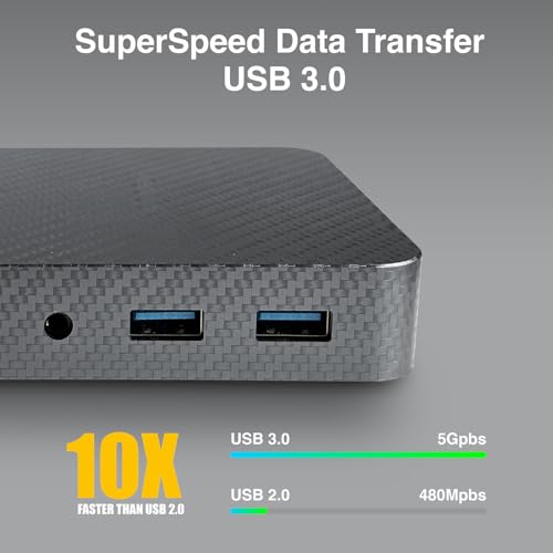 Docking Station 11 in 1 with SD/TF, USB 3.0/5Gbps, RJ45 Ethernet Ports,100W PD, Audio jack,Support Triple or Dual Monitor 4K (2 DP+HDTV),for Dell HP Lenovo Surface MacBook Laptop-Carbon fiber patterns