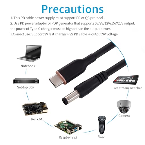 DSD TECH MagicConn SH-CP09B USB Type C PD to DC Power Cable(55x21)-9V - style: 9 V