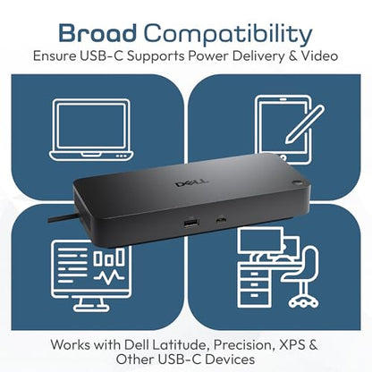 Dell Pro Dock WD25 USB-C Docking Station – 100W Power Delivery, Dual FHD or Single 4K Display Support, HDMI, DisplayPort, Ethernet – Boomph's Ultimate Performance Dock Solution for Your Workspace. - style: WD25