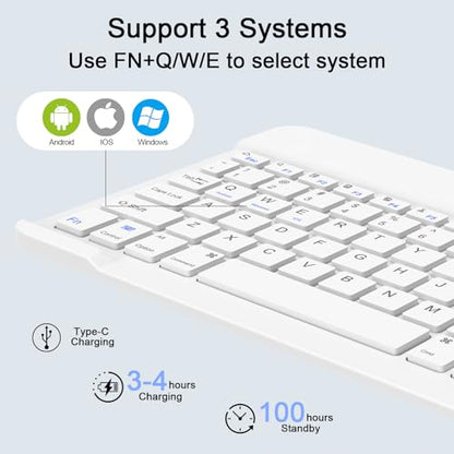 Wireless Keyboard and Mouse Combo, Rechargeable Bluetooth Keyboard & Mouse with 2.4 GHz Wireless USB Receiver, Compatible with iPad, Smartphone, PC, Laptop, Windows/iOS/Android, White - color: White