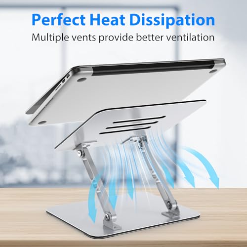 Laptop Stand for Desk, Adjustable Laptop Riser Holder | Metal Foldable Computer Stand Portable Notebook Mount, Ventilated Cooling Tablet Stand Compatible with 10-15.6” Laptops