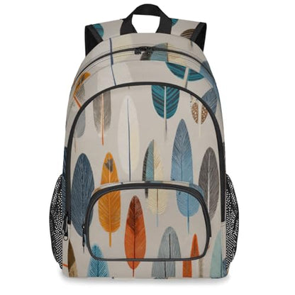Ethnic Feathers Large Backpack for Women and Men Waterproof Travel Laptop Backpack Lightweight Business Work Daypack Fits 17 Inch Computer - color: Multicolor 5