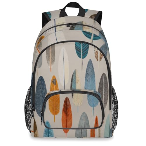 Ethnic Feathers Large Backpack for Women and Men Waterproof Travel Laptop Backpack Lightweight Business Work Daypack Fits 17 Inch Computer - color: Multicolor 5