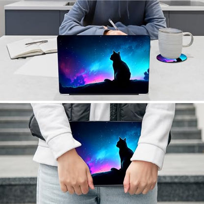 Laptop Skin Sticker Decal 12"-15.6" Universal Laptop/Notebook/Netbook Vinyl - Waterproof Scratch Resistant,Fits HP Dell Lenovo MacBook,2 Free Wrist Pads,Easy Apply & Remove,Cute Cat Galaxy - color: Cute Cat Galaxy