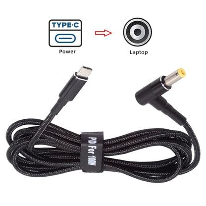 USB-C 100W 20V Input to DC 5.5 * 2.5mm PD Power 65W Output Charge Cable Support QC PD Type-C for Laptop (1.8m) - style: 5.5x2.5mm