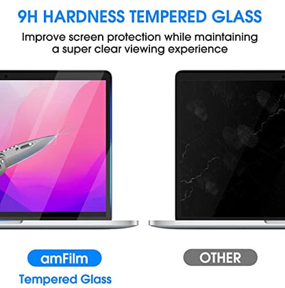 amFilm Designed for MacBook Pro 13 Inch(2016-2022, M1/M2) /MacBook Air 13 Inch(2018-2021, M1) Tempered Glass Screen Protector [Zero Bubbles][9H Hardness][ Anti-Scratch][ Anti-fingerprint] | Scratch Protection, Easy to Instllation & Bubble Free, HD Clear,