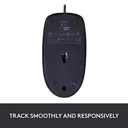 Logitech B100 Wired Mouse for Computer and Laptop, USB Corded Mouse, Right or Left Hand Use - Black (Pack of 2) - size: 1 Count (Pack of 2)