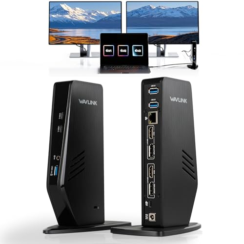 WAVLINK USB 3.0 and USB-C Universal Laptop Docking Station with 65W, Dual Monitor Docking Station for Windows or Mac, 4K HDMI (2 HDMI,2 Display Ports,3 USB-A, 2 USB-C, Ethernet, Audio&Mic) - style: 2 DP+2 HDMI+65WPD
