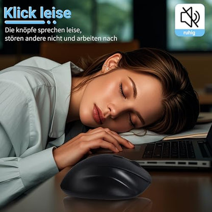 Bluetooth Wireless Mouse, Bluetooth 5.2/3.0 + 2.4 GHz USB Rechargeable Ergonomic Optical Mice, Quiet Click, Multi-Device, Portable 6 Buttons 1600D-PI for Laptop,PC,iPad,Mac,Tablet,Computer,Surface