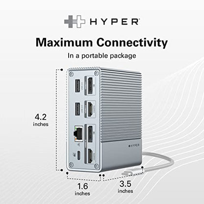 HyperDrive USB-C & Thunderbolt 4 GEN2 12-in-1 Docking Station, 100W PD for MacBook Pro/Air, iPad, PC, 4K USB C Triple Display, 10Gbps, Gigabit Ethernet - style: 12-in-1 PD