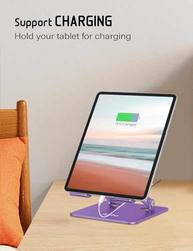Aoviho Tablet Stand for Desk,Adjustable Tablet Holder,Purple | Stable Aluminum Design, Fits iPad Pro/Air/Mini & Samsung Tablets, Adjustable Viewing, Ideal for Office & Home - color: Purple