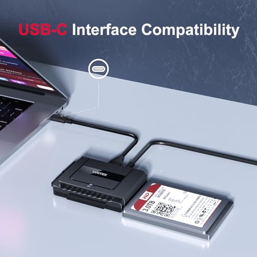 Unitek USB-C SATA/IDE Adapter, Dual-Drive, 6Gbps, for 2.5/3.5" HDD/SSD | Simultaneous 1 SATA + 1 IDE Access; For 2.5/3.5" IDE/SATA, Optical; Plug & Play, Hot-Swap; 12V Adapter Included - color: USB C 6Gbps SATA & 5 Gbps IDE