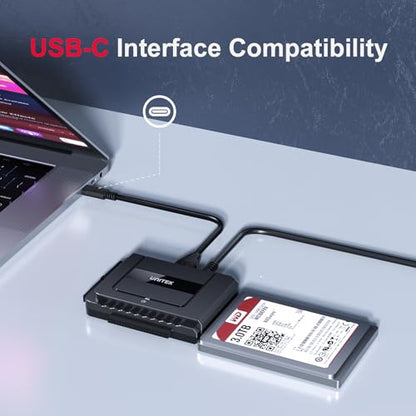 Unitek USB-C SATA/IDE Adapter, Dual-Drive, 6Gbps, for 2.5/3.5" HDD/SSD | Simultaneous 1 SATA + 1 IDE Access; For 2.5/3.5" IDE/SATA, Optical; Plug & Play, Hot-Swap; 12V Adapter Included - color: USB C 6Gbps SATA & 5 Gbps IDE