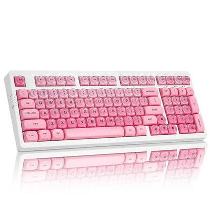 ZORNHER ZH980 Foundation Mechanical Keyboard,95% Pink& White Creamy Keyboard with Number Pad,Cute Jelly MOA Profile Keycaps,Creamy Sounding Linear Switches,Hot-Swappable,RGB Backlit - color: Pink Foundation-White Case, size: Creamy Switch