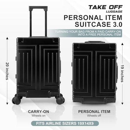 All Aluminum Carry On Luggage，Cut from Whole Aluminum Sheet，22x14x9 Airline Approved ，（3rd Generation，Premium Metal zipperless suitcase ） (black, 20inch) - color: black, size: 20 inch