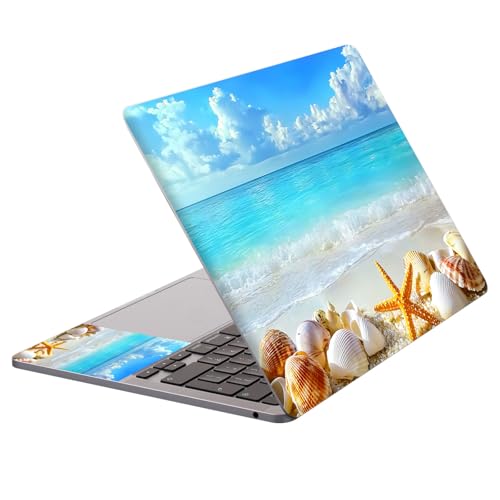 Universal Laptop Protective Skin,Trim-to-Fit Vinyl Sticker for 13–16 Inch Laptop,MacBook,Tablet & Notebook,Scratch-Proof Waterproof Cover,Beach Seashells Starfish - color: Beach Seashells Starfish