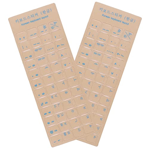 Universal Korean Keyboard Stickers Transparent Background, Transparent Background with Blue Lettering for Computer Laptop Notebook Desktop, Replacement Computer Keyboard Stickers (Korean)-2 Pack - color: Korean-transparent/Blue Letters