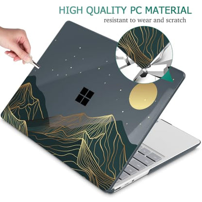 Mektron 2023 Microsoft Surface Laptop GO 3 Case 12.4" Compatible with Go 2/1 Laptop Cover 2022-2020 Releases Model 1943/2013 Plastic Hard Shell Case with Screen Protector, Abstract Mountain C112 - color: Abstract Mountain C112