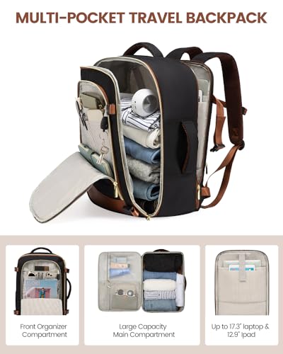 LOVEVOOK 5 Pcs Carry On Luggage 22x14x9 Airline Approved with 40L Laptop Travel Backpack, 20 Inch Carry On Suitcases with Wheels, Rolling Suitcase for Women Men, with TSA Lock Weekender Luggage - color: Black-white-brown, size: 20 Inch-5Pcs