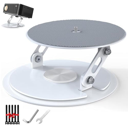 DAWASAPAT Foldable Desktop Projector Stand, Universal 360°Adjustable Table Mount 1/4" Screw，360° Rotation PJ Holde Black Projector Tray for Home Office Studio with Cable Ties