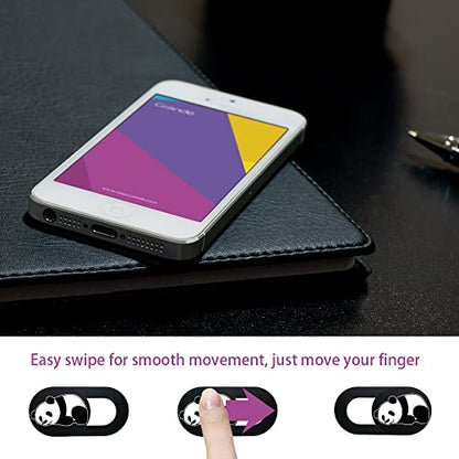 3PCS Phone Camera Cover, 0.02 Inch Laptop Webcam Cover Slide Cover, Webcam Privacy Cover, Keep Your Privacy Safe (Panda Three Patterns - Black) - color: Panda Three Patterns - Black