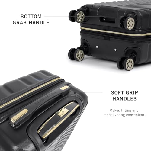 Kenneth Cole REACTION Madison Square Lightweight Hardside Chevron Expandable Spinner Luggage, Black, 24-Inch Checked - color: Black, size: 24-Inch Checked