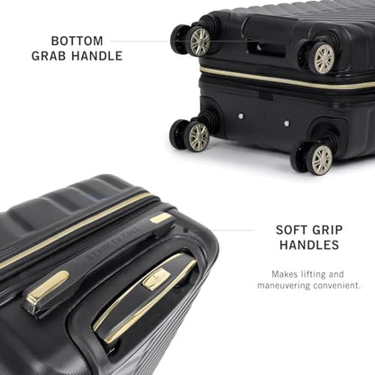 Kenneth Cole REACTION Madison Square Lightweight Hardside Chevron Expandable Spinner Luggage, Black, 24-Inch Checked - color: Black, size: 24-Inch Checked