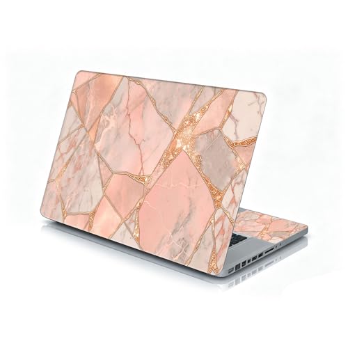 Universal Laptop Skin Sticker Decal, 12"-15.6" Aesthetic Vinyl Wrap, Pink Gold Marble Mosaic Tiles Waterproof Notebook Cover Art Protector for MacBook HP Dell Lenovo, Fits 13" 14" 15" 15.6" - color: Pink Gold Marble Mosaic Tiles